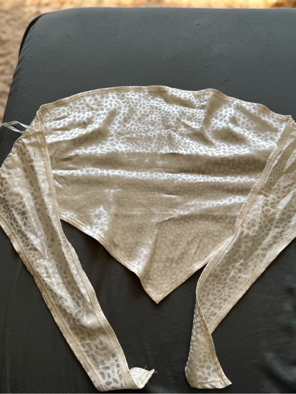 Silky Cream Animal-Print Women's Scarf Top